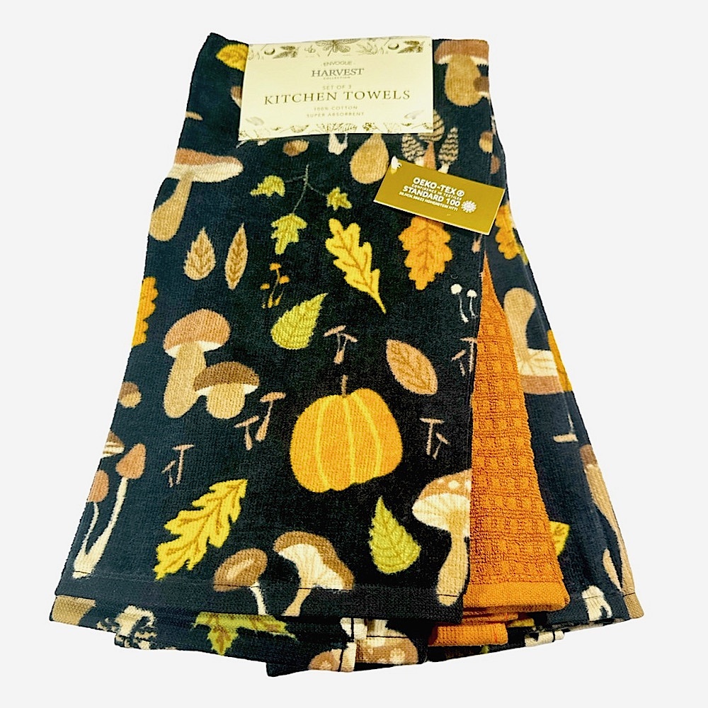 NEW Envogue HARVEST COLLECTION MUSHROOM Kitchen Towel Set/3